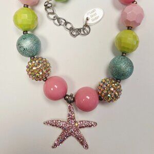Girls Bubble Chunky Bead Necklace - Sparkle Starfish